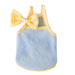 Spring and Summer Dog Cute Love Relief Texture Bow Strap Cat Tank Top Pet Dog Clothes Puppy Clothes Dog Costume