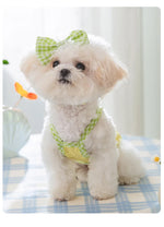 Spring and Summer Dog Cute Love Relief Texture Bow Strap Cat Tank Top Pet Dog Clothes Puppy Clothes Dog Costume