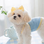Spring and Summer Dog Cute Love Relief Texture Bow Strap Cat Tank Top Pet Dog Clothes Puppy Clothes Dog Costume