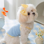 Spring and Summer Dog Cute Love Relief Texture Bow Strap Cat Tank Top Pet Dog Clothes Puppy Clothes Dog Costume