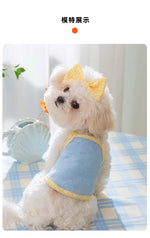 Spring and Summer Dog Cute Love Relief Texture Bow Strap Cat Tank Top Pet Dog Clothes Puppy Clothes Dog Costume