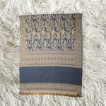 Beige shawl with navy blue pattern