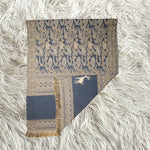 Beige shawl with navy blue pattern