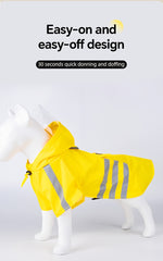 Water-Resistant Dog Raincoat with Easy Button Closure
