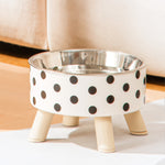 Stainless Steel Elevated Pet Food Bowl – Black & White Checkerboard