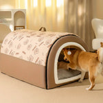2-in-1 Detachable Indoor Plush Pet Bed with Handle