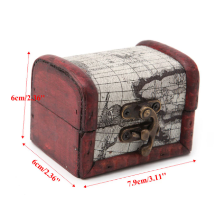 Wooden Pirate Map Jewellery Storage Box