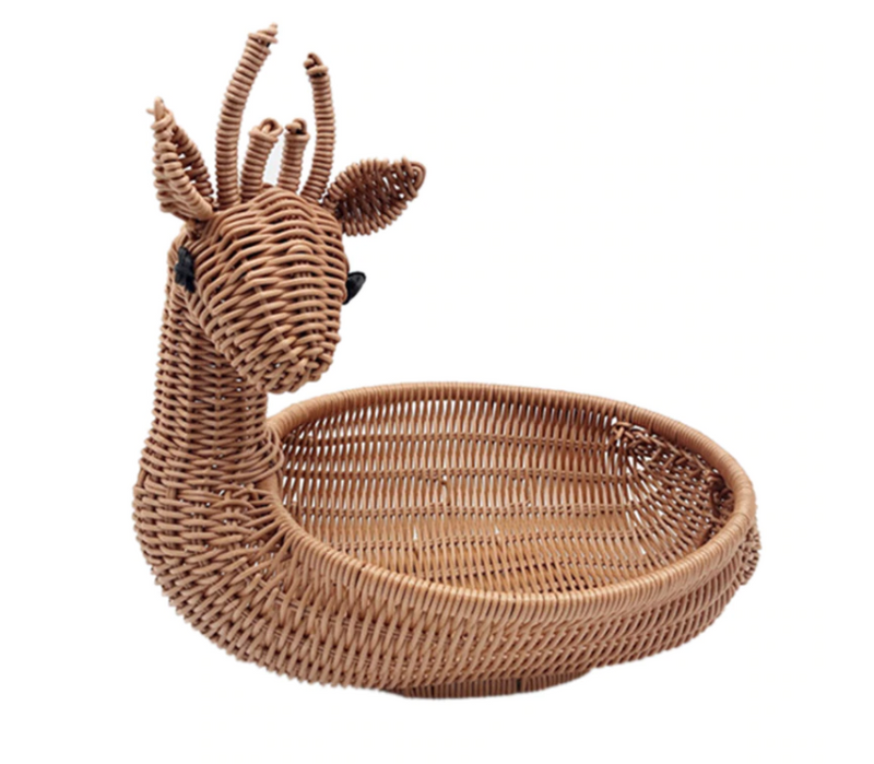 Rattan Woven Fruit Basket - Deer Bread Basket Fruit Bowl/Vegetable Snack Basket