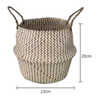 Seagrass Straw Baskets - WHITE & GOLDEN ZIG ZAG
