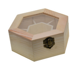 Plain Wooden Hexagon Jewelry Organizer with a glass lid