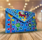 Embroidered Ethnic Boho Shoulder Crossbody Bag - Blue