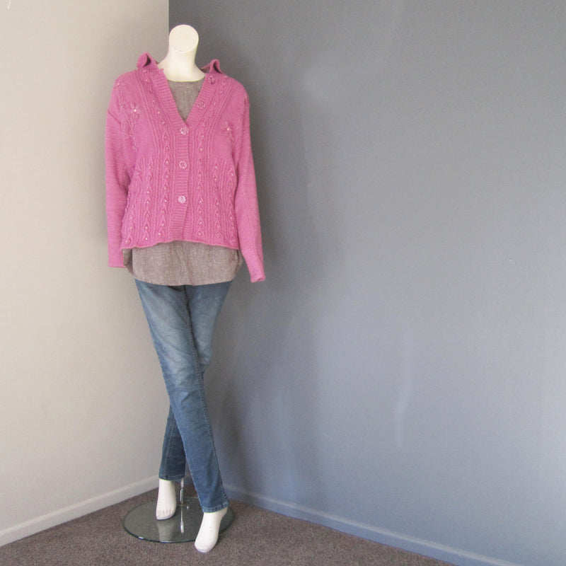 Wool Cardigans for Women - Light Pink