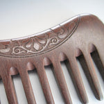 Handmade Sandalwood Wide Tooth Pocket Comb - Ethnic Incised Engraving
