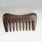 Handmade Sandalwood Wide Tooth Pocket Comb - Ethnic Incised Engraving
