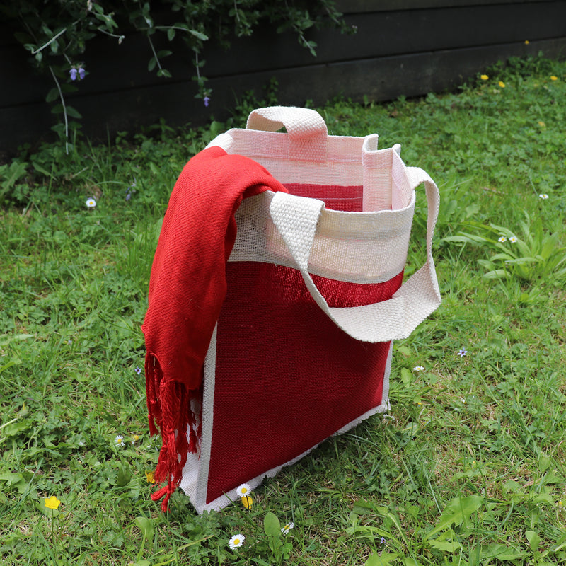 Jute Handbag - Patch Red