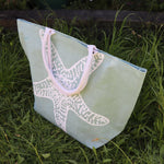 Jute Shopping Bag SeaGrn Starfish - Big
