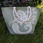 Jute Shopping Bag SeaGrn Mermaid - Big