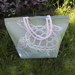 Jute Shopping Bag SeaGrn Turtle - Big
