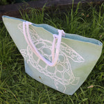 Jute Shopping Bag SeaGrn Turtle - Big