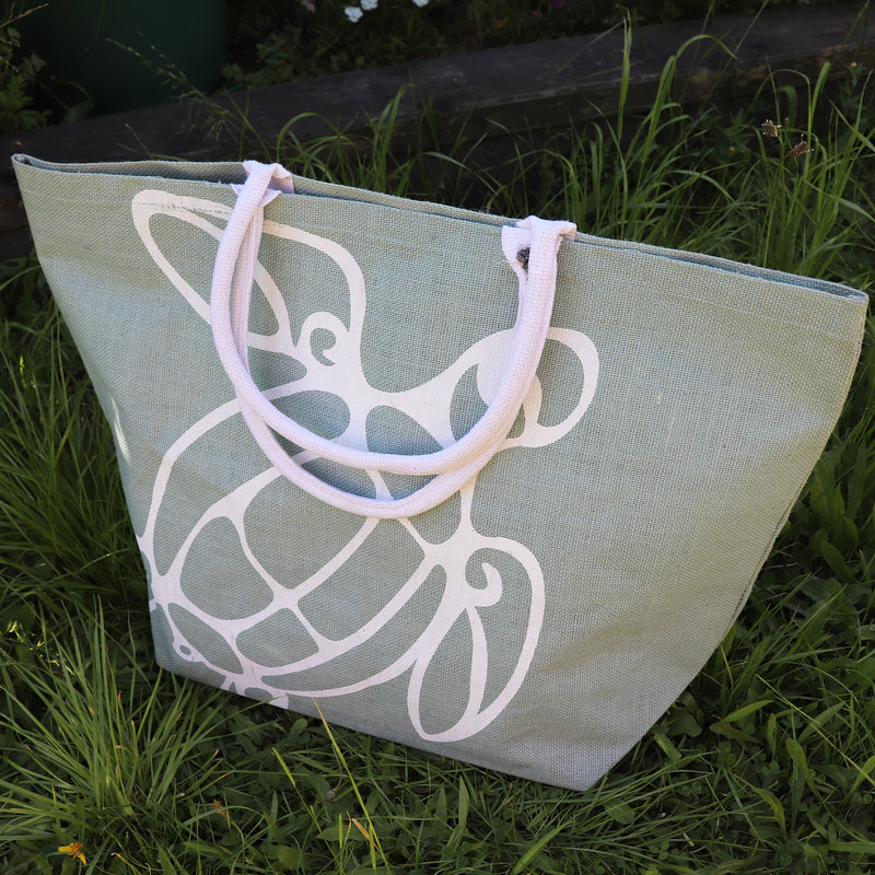 Jute Shopping Bag SeaGrn Tortoise - Big