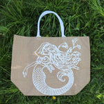 Jute Shopping Bag Khakhi Mermaid - Big
