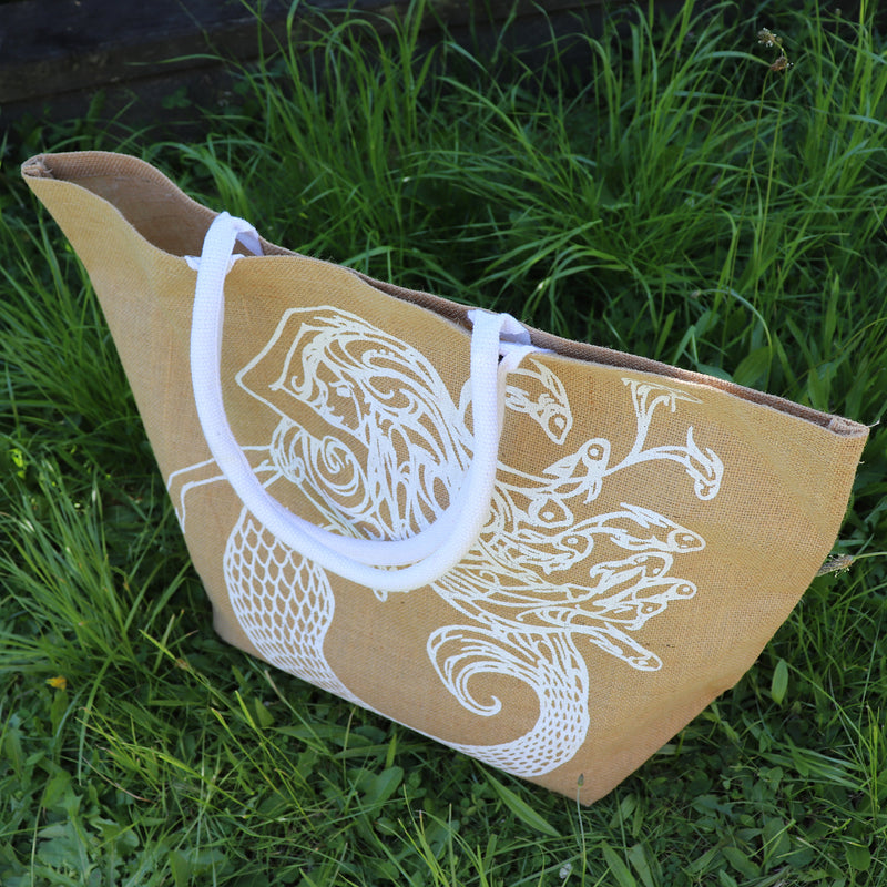 Jute Shopping Bag Khakhi Mermaid - Big