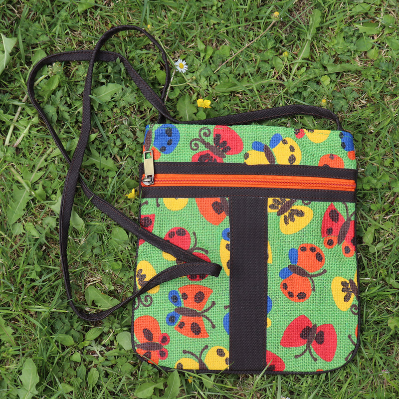 Jute Sling Bag Butterfly