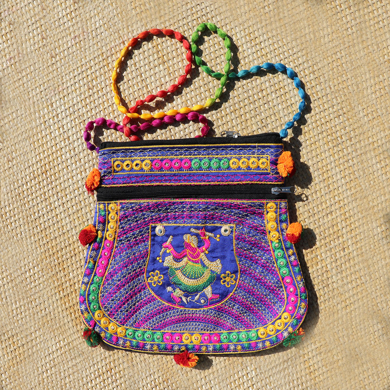 Ethnic Vintage Hand Work Vivid Sling Bag - 10