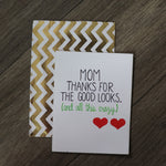 Handmade Relationships cards for Mom - Good Looks mom