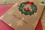 Handmade Handcrafted Bird Flower Paper Christmas Greeting Cards