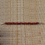 Red with Golden Beads - Handmade Vintage Cloth Bracelets