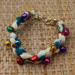 Fawn with Multi Coloured Bells - Handmade Vintage Cloth Bracelets