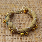 Fawn with Golden Bells - Handmade Vintage Cloth Bracelets