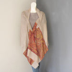 Pashmina - Grey wilth Self patterned Red border Stole