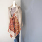 Pashmina - Grey wilth Self patterned Red border Stole