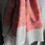 Pashmina - Grey with self patterned dark Pink border Stole