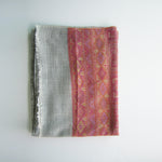 Pashmina - Grey with self patterned dark Pink border Stole
