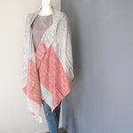 Pashmina - Grey with self patterned dark Pink border Stole