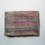 Pashmina - Grey with Multicoloured Striped Border Stole