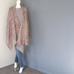 Pashmina - Grey with Multicoloured Striped Border Stole
