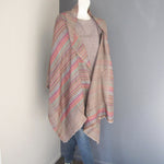 Pashmina - Grey with Multicoloured Striped Border Stole
