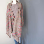 Pashmina - Grey with Multicoloured Striped Border Stole