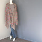 Pashmina - Grey with Multicoloured Striped Border Stole