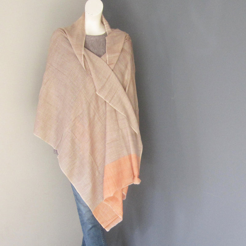 Pashmina - Fawn with Orange Border Stole