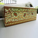 Paper Mache Tissue Paper Box (Gold with white flowers)