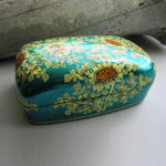 Paper Mache Gift Box - Blue (Yellow flowers)