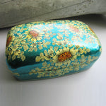 Paper Mache Gift Box - Blue (Yellow flowers)