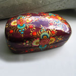 Paper Mache Gift Box - Purple (Yellow and Orange flowers)