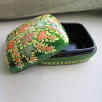 Paper Mache Gift Box - Green (Yellow flowers)