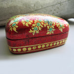 Paper Mache Gift Box - Red (Yellow flowers)